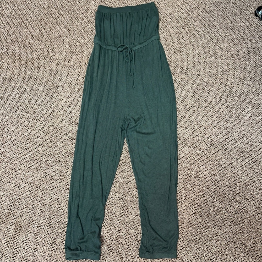 Spiritual Gangster Forest Green Strapless Jumpsuit